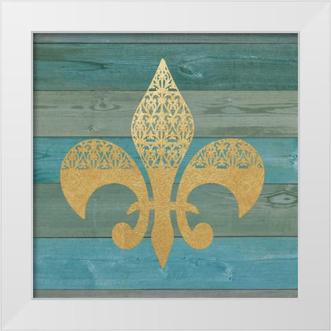 Reclaimed Wood Fleur de Lis White Modern Wood Framed Art Print by Moulton, Jo