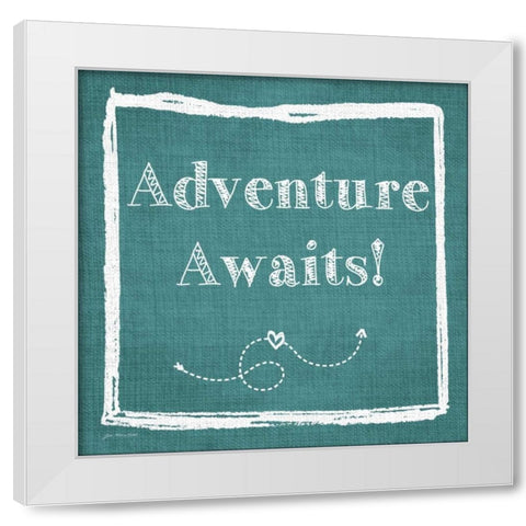 Adventure Awaits White Modern Wood Framed Art Print by Moulton, Jo