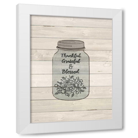 Thankful White Modern Wood Framed Art Print by Moulton, Jo