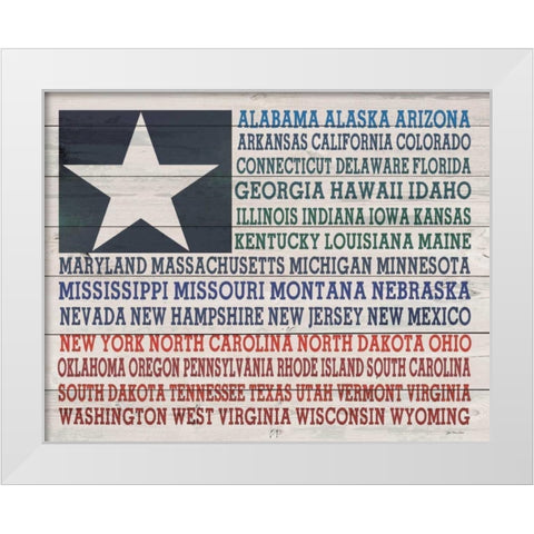 All the States White Modern Wood Framed Art Print by Moulton, Jo