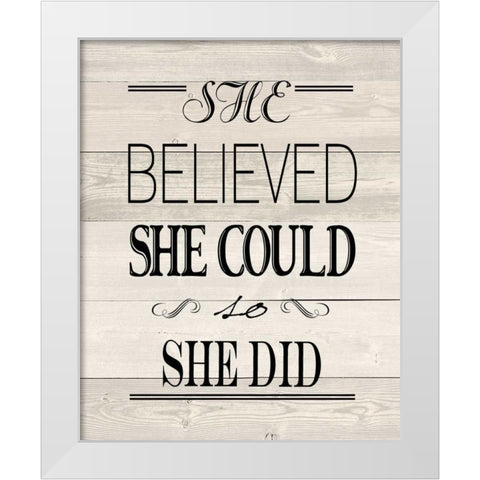 She Believed Wood Vintage White Modern Wood Framed Art Print by Moulton, Jo