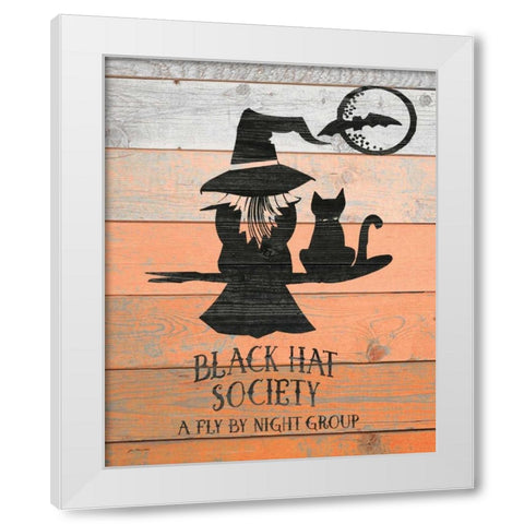 Black Hat Society White Modern Wood Framed Art Print by Moulton, Jo