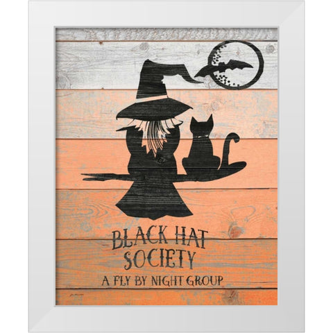 Black Hat Society White Modern Wood Framed Art Print by Moulton, Jo