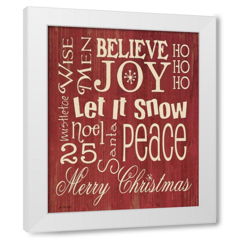 Merry Christmas Typography White Modern Wood Framed Art Print by Moulton, Jo