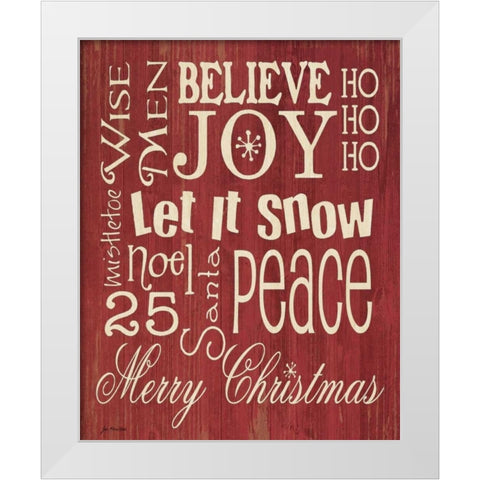 Merry Christmas Typography White Modern Wood Framed Art Print by Moulton, Jo
