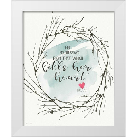 Fills Her Heart White Modern Wood Framed Art Print by Moulton, Jo
