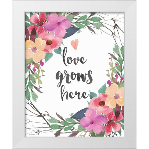 Love Grows Here White Modern Wood Framed Art Print by Moulton, Jo