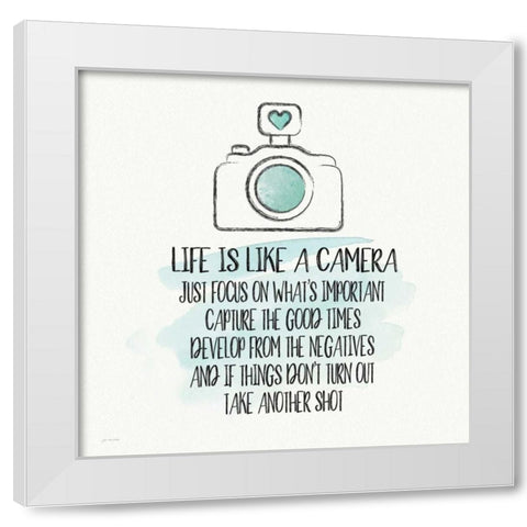 Life is Like a Camera White Modern Wood Framed Art Print by Moulton, Jo