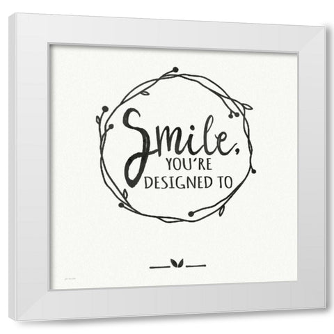 Smile White Modern Wood Framed Art Print by Moulton, Jo