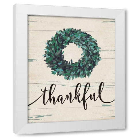 Thankful Wreath White Modern Wood Framed Art Print by Moulton, Jo