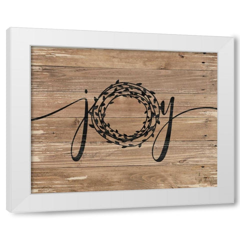 Joy Rustic Wreath White Modern Wood Framed Art Print by Moulton, Jo