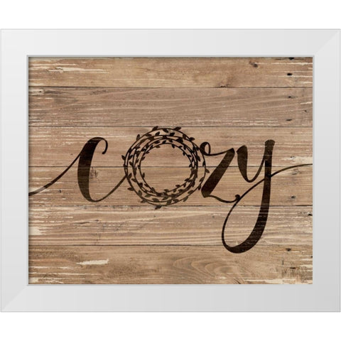 Cozy Rustic Wreath White Modern Wood Framed Art Print by Moulton, Jo