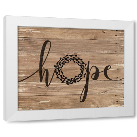 Hope Rustic Wreath White Modern Wood Framed Art Print by Moulton, Jo