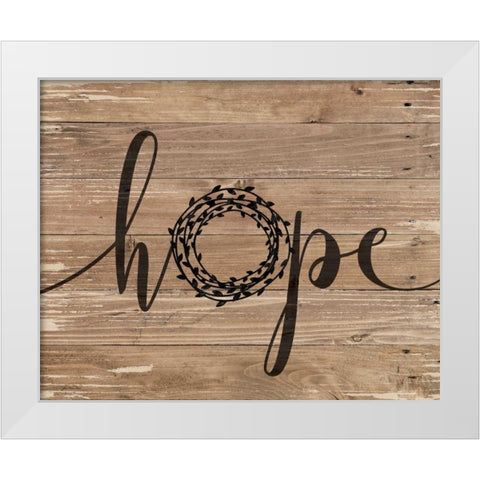 Hope Rustic Wreath White Modern Wood Framed Art Print by Moulton, Jo