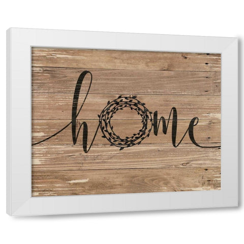 Home Rustic Wreath White Modern Wood Framed Art Print by Moulton, Jo