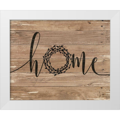 Home Rustic Wreath White Modern Wood Framed Art Print by Moulton, Jo