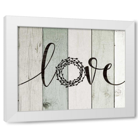 Love Rustic Wreath II White Modern Wood Framed Art Print by Moulton, Jo