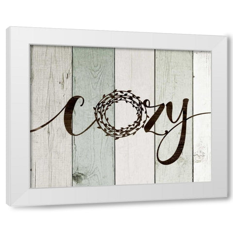 Cozy Rustic Wreath II White Modern Wood Framed Art Print by Moulton, Jo