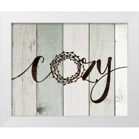 Cozy Rustic Wreath II White Modern Wood Framed Art Print by Moulton, Jo