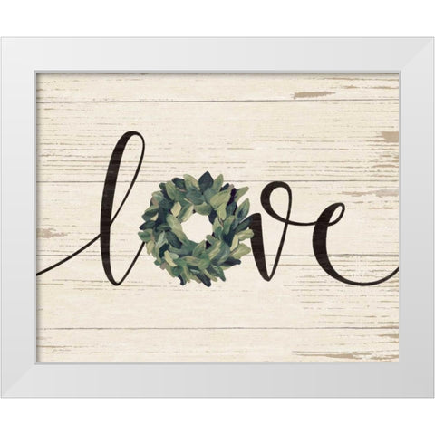 Love Wreath White Modern Wood Framed Art Print by Moulton, Jo