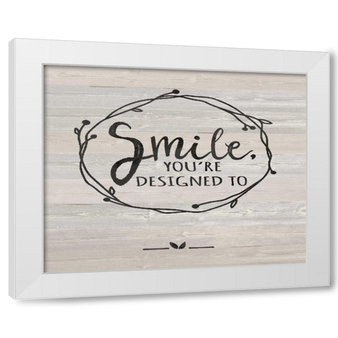 Smile White Modern Wood Framed Art Print by Moulton, Jo