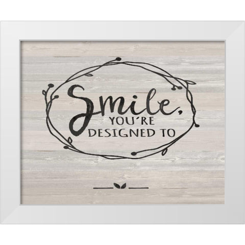 Smile White Modern Wood Framed Art Print by Moulton, Jo