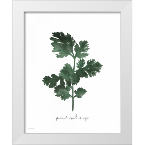 Parsley White Modern Wood Framed Art Print by Moulton, Jo