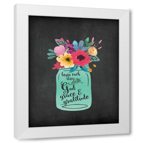God, Grace, Gratitude White Modern Wood Framed Art Print by Moulton, Jo
