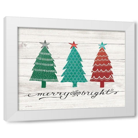 Merry and Bright Trees White Modern Wood Framed Art Print by Moulton, Jo