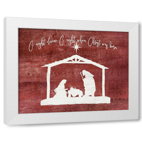 O Holy Night - Manger White Modern Wood Framed Art Print by Moulton, Jo