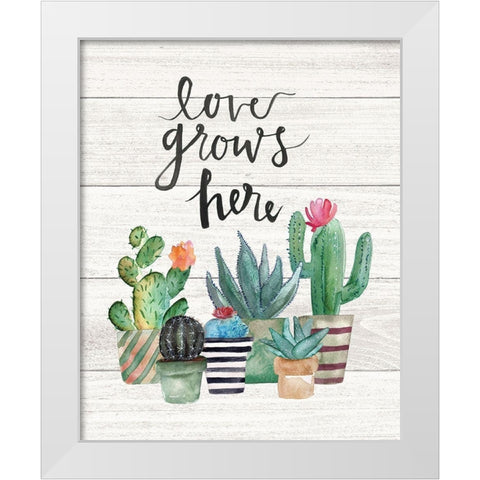 Love Grows Here White Modern Wood Framed Art Print by Moulton, Jo