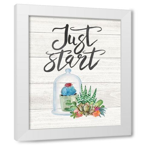 Just Start White Modern Wood Framed Art Print by Moulton, Jo