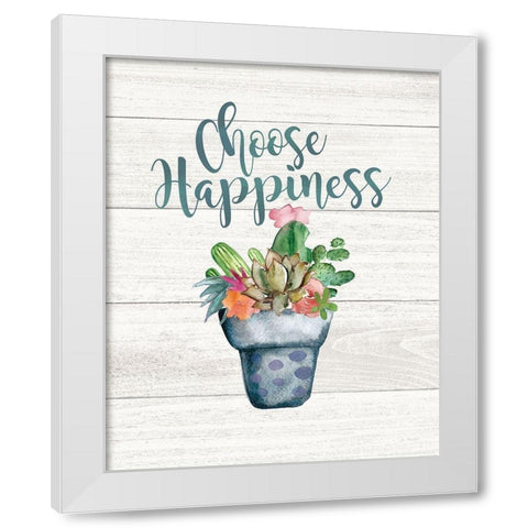 Choose Happiness White Modern Wood Framed Art Print by Moulton, Jo