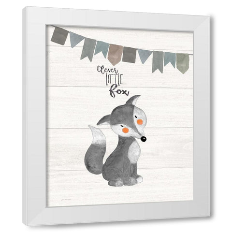 Clever Little Fox White Modern Wood Framed Art Print by Moulton, Jo