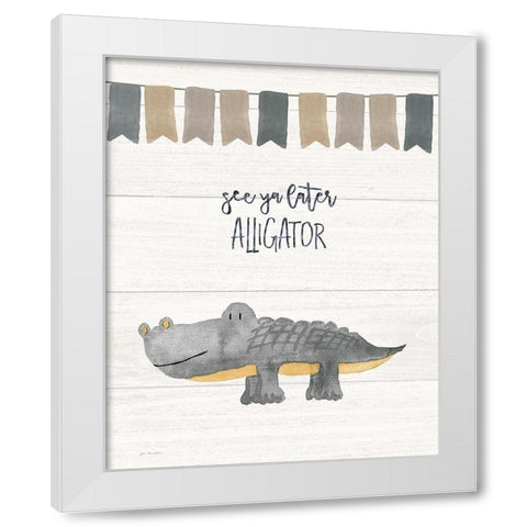 Later Alligator White Modern Wood Framed Art Print by Moulton, Jo
