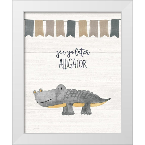Later Alligator White Modern Wood Framed Art Print by Moulton, Jo