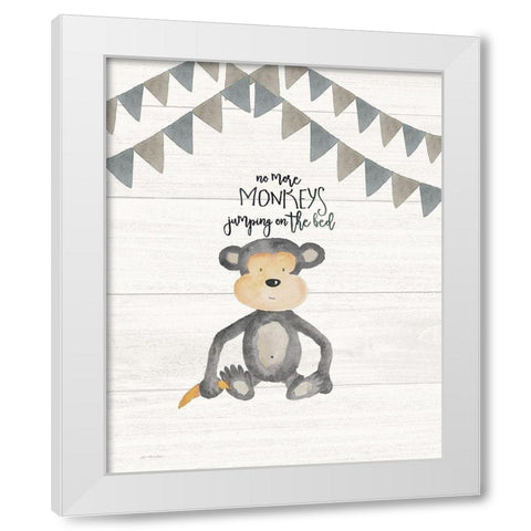 No More Monkeys White Modern Wood Framed Art Print by Moulton, Jo