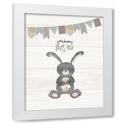 Somebunny Loves You White Modern Wood Framed Art Print by Moulton, Jo