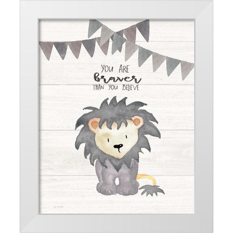 You Are Braver White Modern Wood Framed Art Print by Moulton, Jo