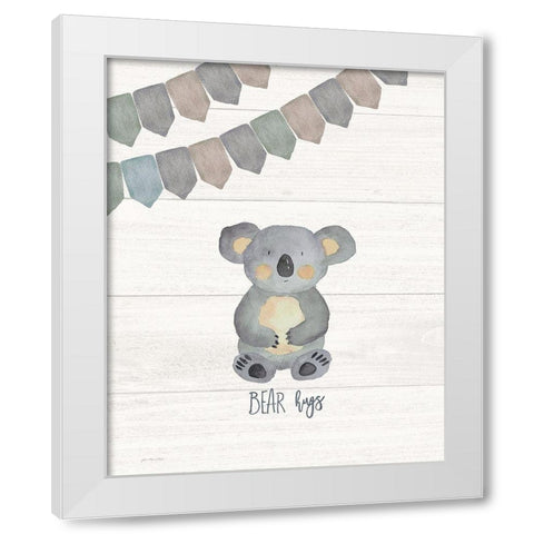 Bear Hugs White Modern Wood Framed Art Print by Moulton, Jo