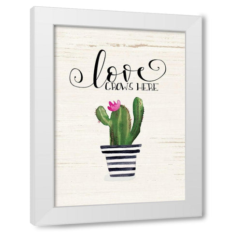Love Grows Here White Modern Wood Framed Art Print by Moulton, Jo