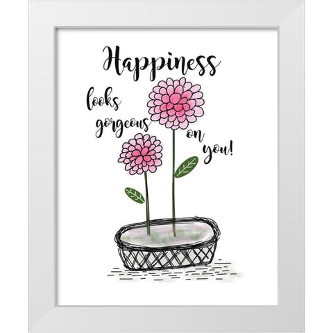 Happiness White Modern Wood Framed Art Print by Moulton, Jo