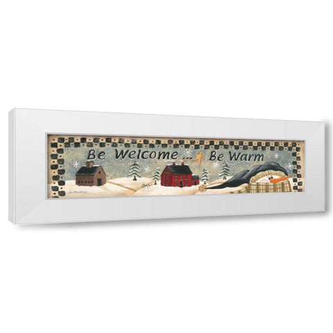 Be Welcome White Modern Wood Framed Art Print by Moulton, Jo