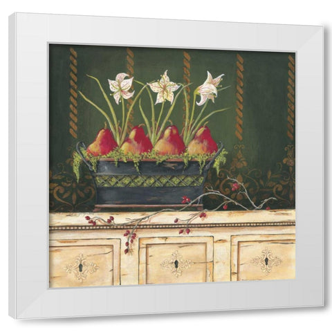 Red Pears White Modern Wood Framed Art Print by Moulton, Jo