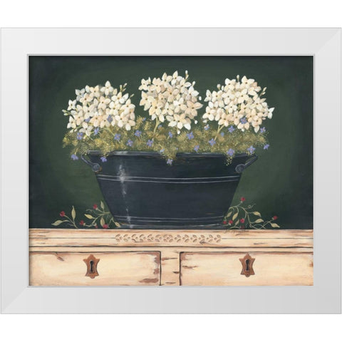 Floral with Hydrangea White Modern Wood Framed Art Print by Moulton, Jo