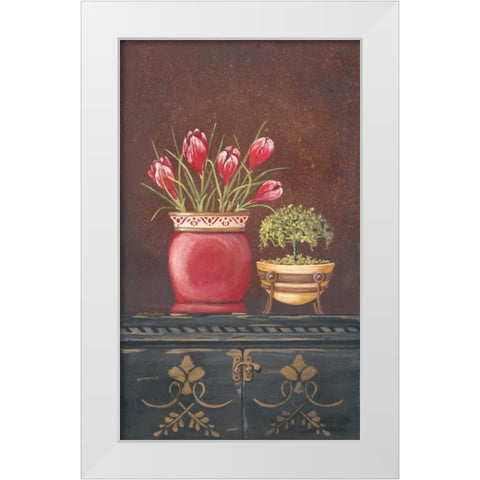 Asiain Red Crocus Floral White Modern Wood Framed Art Print by Moulton, Jo
