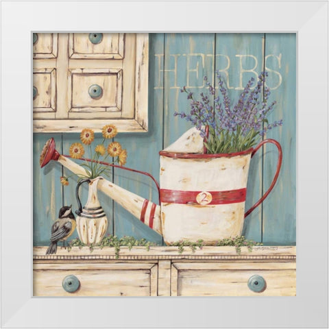 Herbs White Modern Wood Framed Art Print by Moulton, Jo