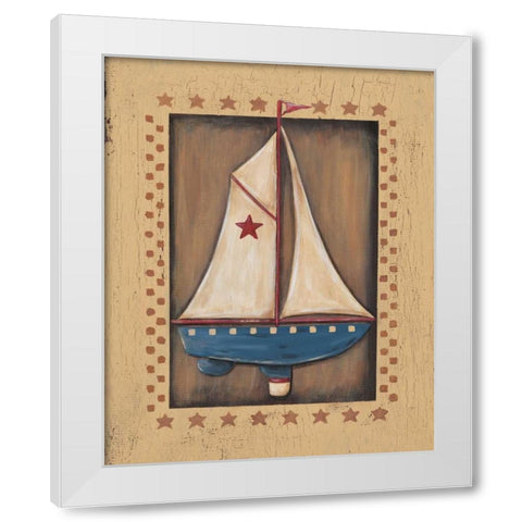 Sailboat White Modern Wood Framed Art Print by Moulton, Jo