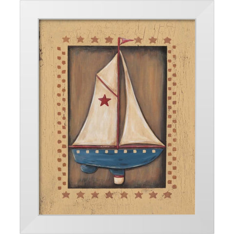 Sailboat White Modern Wood Framed Art Print by Moulton, Jo