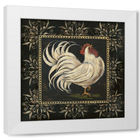 Black and White Rooster I White Modern Wood Framed Art Print by Moulton, Jo